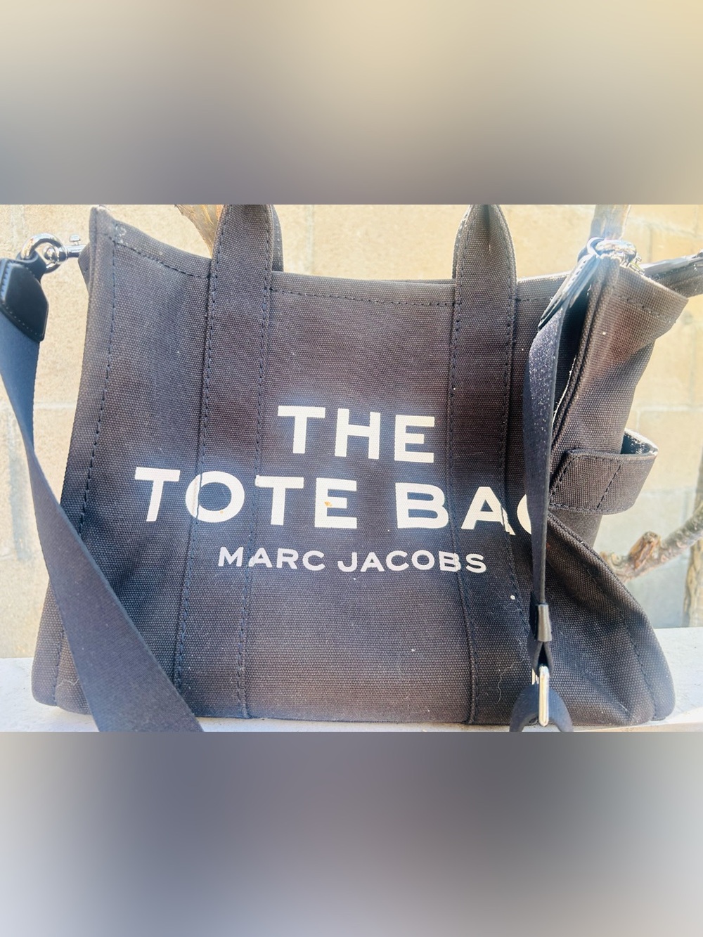 Marc Jacobs Black Canvas Tote Bag with White Logo